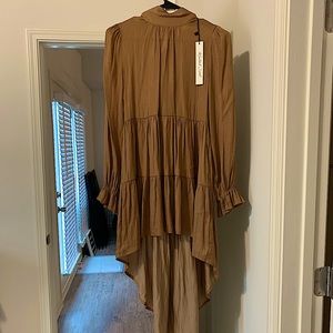 Pocketed high low satin tunic/dress